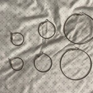 Silver hoop earring set